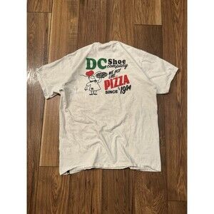 Vintage Y2K 2000s DC Shoes Skate Graphic White T-Shirt Sz L Double Sided Grunge